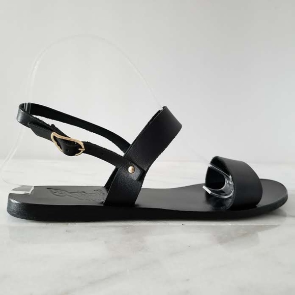 Ancient Greek Sandals Flats Slingback Black Straps - Picture 2 of 8